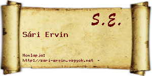 Sári Ervin névjegykártya